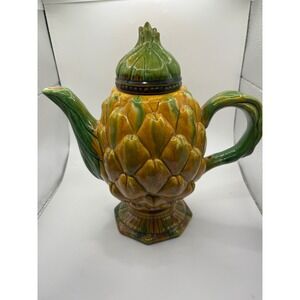 Artichoke Teapot with Lid Decorative Ceramic Yellow Green Novelty‎ Kitchen Decor